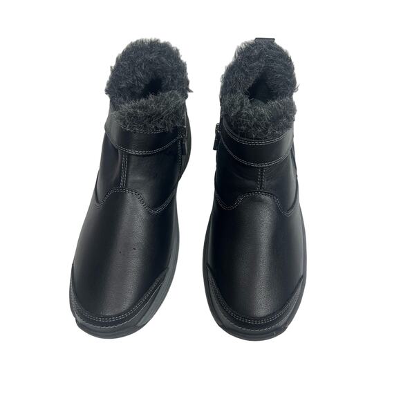 ORTHOFEET Siena women's black leather fur trimmed ankle boots sz 10.5 - Picture 2 of 8